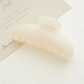 Creamy translucent large hair claw clip in resin for elegant bun hairstyles - Transparent White
