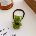 Sweet jelly green bear hair tie with high elastic band for girls' summer hairstyle - Green Bear