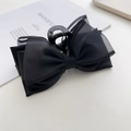 Grande molletta per capelli con fiocco nero a doppio strato in raso e tessuto organza - Rete Doppio Strato Nero
