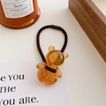 Sweet jelly amber resin bear hair tie with brown elastic rope for women - Brown Bear