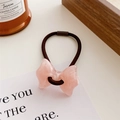 Pink resin bow hair tie with dark brown elastic band and soft jelly-like texture - Pink Bowknot
