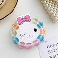 Cute transparent flower hair clips for girls in macaron colors on a rabbit display card - Flower Style