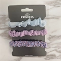 Detailed set of three assorted hair scrunchies in silk, matte purple, and plaid patterns - Silk Feel / Cotton / Plaid (FQ3525) / Purple Jewelry Set
