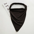 Bohemian large cotton triangle headscarf in dark coffee brown with elastic strap - Brown