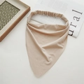 Beige cotton triangle headscarf with elastic band for women in Bohemian style - Khaki