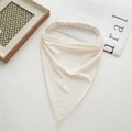 Bohemian cream white cotton triangle hair scarf with comfortable elastic band design - Off-white