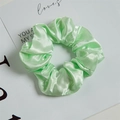 Mint green satin scrunchie with LED lights, glowing fabric hair tie for women - LED Light Green