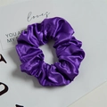 Elegant purple satin LED hair scrunchie with a glossy silk texture for ponytail styling - LED Dark Purple