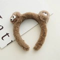 Cerchietto mostro di peluche marrone con occhi grandi per trucco e capelli - Caffè
