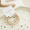 Set of 5 minimalist high elastic hair ties in light beige with rose gold metal beads - Off-white with Small Gold Beads