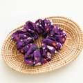 Halloween purple satin scrunchie featuring orange pumpkin and black bat patterns - Hair Tie / Purple Pumpkin Print (万圣紫色发圈)