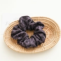 Purple Halloween scrunchie with bat and spider web patterns for festive hair styling - Hair Tie / Purple Bat Spider Web (万圣黑色发圈)