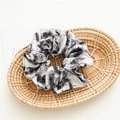 Halloween scrunchie featuring black and white spider and bat prints in a basket - Hair Tie / Black White Bat Ghost (万圣黑灰色发圈)