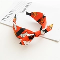 Serre-tête Halloween orange avec motifs citrouilles fantômes et nœud festif - Serre-tête Nœud avec Visage de Fantôme Orange