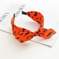 Serre-tête Halloween en tissu orange avec motifs de chauves-souris noires pour fête - Nœud papillon chauve-souris noir et orange (Serre-tête oreilles de chauve-souris orange)