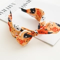 Serre-tête Halloween orange avec nœud, motifs de chat noir, crâne et citrouille - Nœud de Bonbon Chat Noir Jaune (Serre-tête Oreilles de Chat Bonbon Jaune)