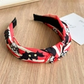 Serre-tête à nœud pour Halloween avec rayures rouges et motifs BOO sur bois - Bandeau Torsadé BOO à Rayures Rouges et Blanches