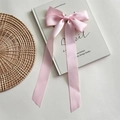 Pinza para el pelo con doble lazo de satén rosa elegante y cintas largas brillantes - Rosa