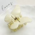 Elegante pinza per capelli a farfalla color crema da donna in stile coreano moderno - Farfalla Bianca Brillante