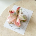 Haarklammer in Blumenform mit rosa-grünem Marmoreffekt aus hochwertigem Harz für Frauen - Regenbogen