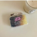 Kids hair elastics set in transparent box with cute cat design on creamy table - Coffee Tones