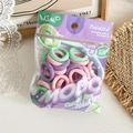 Detailed macro view of colorful seamless baby hair ties in mint, pink, and lilac Macaron colors - Style B