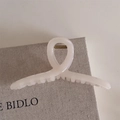 Minimalist matte cream shark hair claw clip with cross-twist design and secure metal spring - Crisscross Style / Beige