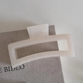 Elegant cream white minimalist resin hair claw clip with glossy finish and rectangular design - Medium Square / Beige