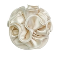 Oversized cream satin scrunchie with ruffled edges and elegant glossy texture - White Large Ruffle