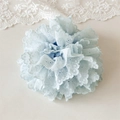 Detailansicht von hellblauem Spitzen-Haargummi mit gestufter Stickerei und Textur - Scrunchie / Blau