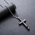 Industriële zwarte roestvrijstalen kruisfluit hanger met een bijpassende boxketting voor heren - Fluitkruis Ketting (L936-F) Zwart