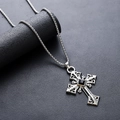 Gotische zilveren kruis ketting met zwarte vierkante edelsteen aan boxketting - Zwarte Zirconia Kruis Ketting (L936-I)