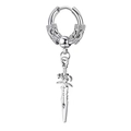 Silver punk sword drop earring with dragon pattern engraving for men and women - Sword Hoop / Silver