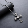 Gotische kruisketting in zilver roestvrij staal met fleur-de-lis motieven en boxketting - Kroon Ketting (L936-L)