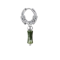 Silver dragon hoop earrings featuring a polished deep green jade cylinder pendant - Bamboo Joint Hoop / Silver