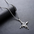 Zilveren kruis hanger ketting met zwart-wit inlegwerk en stalen box ketting - Zonnekruis Ketting (L936-N)
