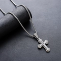 Zilveren kruishanger ketting voor heren en dames met glimmende strass en box ketting - Witte Zirconia Kruis Ketting (L936-P)