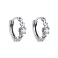 Orecchini geometrici in argento con zircone tondo e texture a tralcio di vite - Stile Spine e Strass / Argento Pezzo