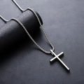 Gepolijste zilveren roestvrijstalen kruishanger ketting met boxketting voor heren dames - Dunne Kruis Ketting (L936-R) Zilver