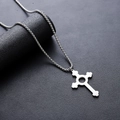 Gepolijste zilveren kruis hanger ketting met box ketting voor heren op een display - Kruis Ketting (L936-S)