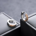 S925 sterling silver hoop earrings with triple-row orange zircon stones inlay - Orange (X807-A)