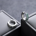 Hip-hop S925 sterling silver hoop earrings with full green diamond pavé setting - Green (X807-C)