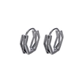 Boucles d'oreilles créoles hexagonales géométriques argentées au fini poli brillant - X032-A Argent