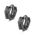 Boucles d'oreilles créoles noires mates au design géométrique et style industriel - X032-B Noir