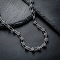 Silver tone knotted chain necklace in titanium steel with a unique industrial design finish - Silver Knot Necklace (L1024-A)