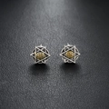 Vintage silver magnetic earring with golden All-Seeing Eye and hexagonal star design - Magnetic Ear Clip