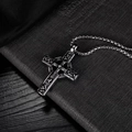 Collana con ciondolo a croce celtica argento retrò con motivo a nodi per uomo - Stile Croce Traforata (L246-A)