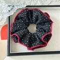 Coletero vintage francés de lunares blancos y negros con borde ondulado rojo - Negro con puntos blancos borde rojo