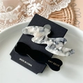 Set de pinzas para el cabello de acetato con textura de mármol y horquilla negra de onda - Gris + Negro