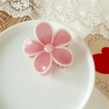 Pinza de pelo flor rosa en resina efecto gelatina para peinados elegantes - Pinza de Flor Rosa (Borde Blanco) 7.5cm